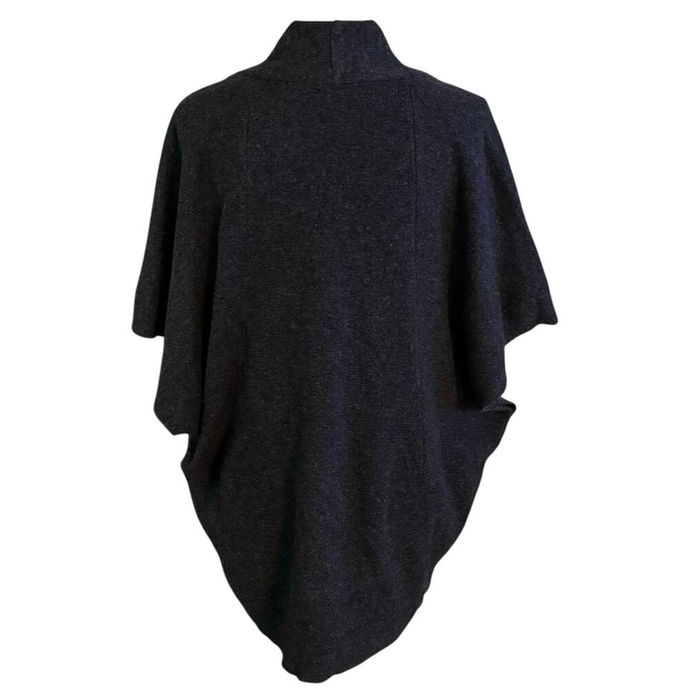 J. Jill Pure Jill Size S M Sweater Poncho Wool Blend V Neck Pockets Charcoal - Picture 2 of 5